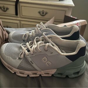 These are On running shoes. The type of shoe it is it the cloud version.